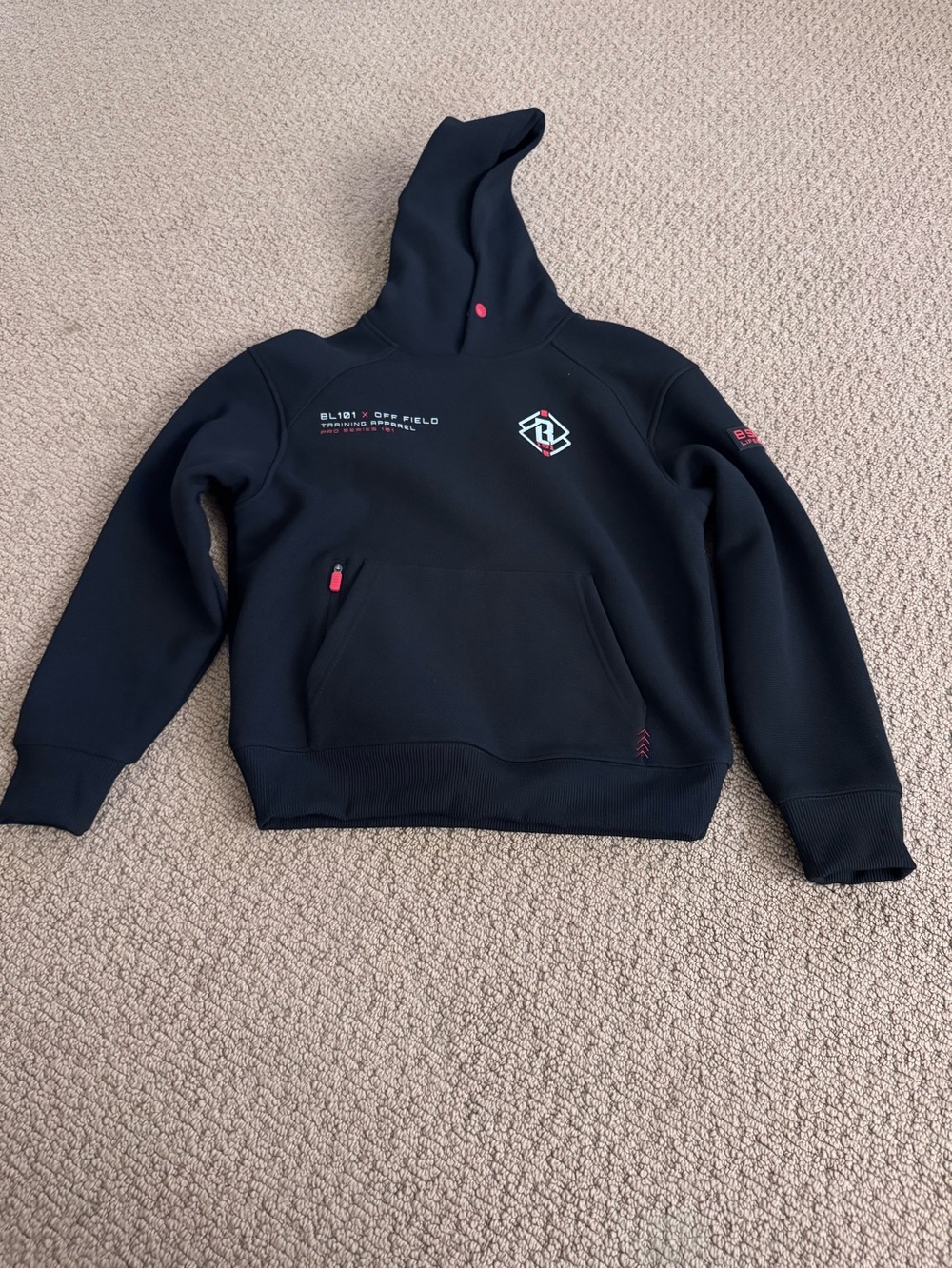 Black Kids Hoodie with Red Accent Details